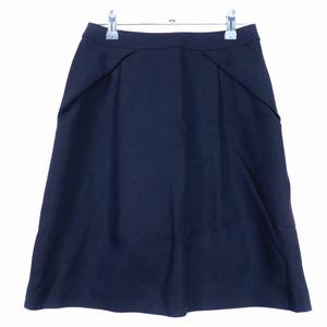 エフデ ef-de タイトスカート ひざ丈 タック バックファスナー コットン 無地 9 紺 ネイビー ボトムス /T2 レディース