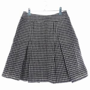エフデ ef-de フレアスカート ミニ タック サイドファスナー ウール 千鳥格子 7 茶 ブラウン ボトムス /T2 レディース