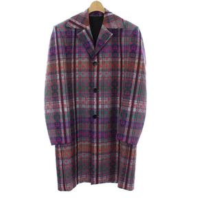 ルイヴィトン LOUIS VUITTON 21SS Virgil Abloh ヴァージルアブロー モノグラム カーコート チェスターコート アウター ロング マドラスチェック 46 S ピンク マルチカラー /KH ■GY06 メンズ