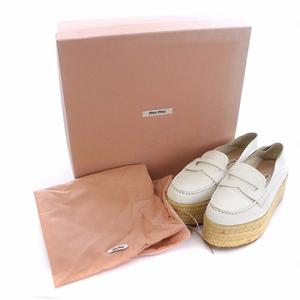ミュウミュウ miumiu エスパドリーユ ローファー パンプス 厚底 レザー 