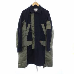 未使用品 サカイ sacai 21AW Military Coat ミリタリーコート ステンカラーコート ロング 1 S 紺 ネイビー カーキ タグ付き SCM-035 /KH メンズ