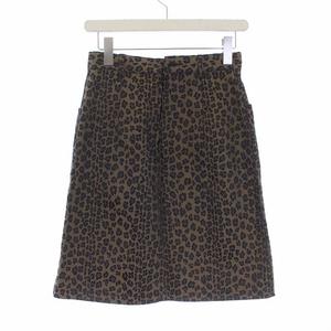 フェンディ FENDI レオパード ひざ丈 台形スカート ヒョウ柄 I42 M 茶 