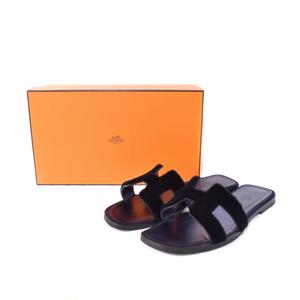 エルメス HERMES オラン サンダル ミュール フラット ファー レザー 38  