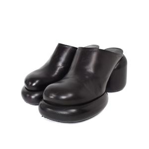 JIL SANDER ブラックスムースレザー ボリュームソール ミュールサボ