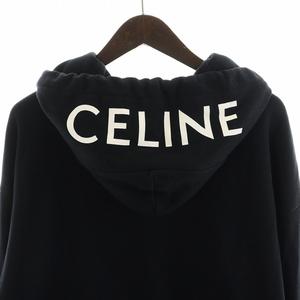 セリーヌ CELINE パーカー ジップアップ ロゴ XL 黒 ブラック 