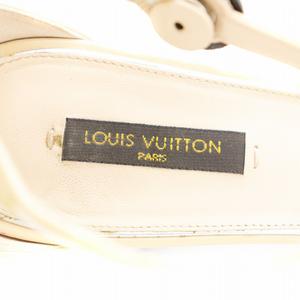 ルイヴィトン LOUIS VUITTON サンダル ストラップ チャンキーヒール エナメル 36.5 23.5cm ベージュ /AN7 レディース