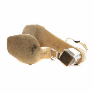 ルイヴィトン LOUIS VUITTON サンダル ストラップ チャンキーヒール エナメル 36.5 23.5cm ベージュ /AN7 レディース