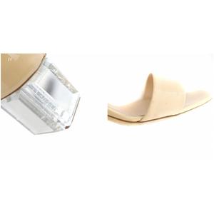 ルイヴィトン LOUIS VUITTON サンダル ストラップ チャンキーヒール エナメル 36.5 23.5cm ベージュ /AN7 レディース