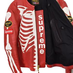 supreme×vansonボーンライダース ブランド古着】on Leather Bones Jacket レザー ライダースジャケット