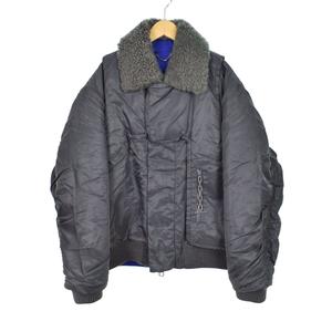 ルイヴィトン LOUIS VUITTON ムートンカラー フライトジャケット 襟ボア ミリタリー ブルゾン 中綿 48 グレー HIB08WRSL メンズ