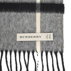 バーバリー BURBERRY マフラー チェック フリンジ カシミヤ グレー ☆AA★ メンズ