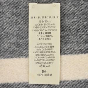 バーバリー BURBERRY マフラー チェック フリンジ カシミヤ グレー ☆AA★ メンズ