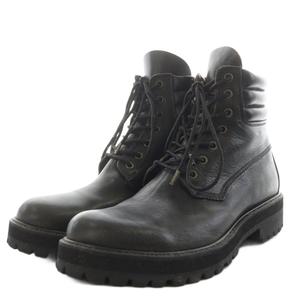 ダイエットブッチャースリムスキン DIET BUTCHER SLIM SKIN 18AW 栃木レザー ショートブーツ レースアップ サイドジップ 42 黒 ブラック /AN4 メンズ