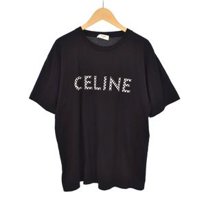 セリーヌ CELINE 21AW チェッカースタッズロゴ Tシャツ 半袖 XS 黒 ブラック 2X800501F メンズ