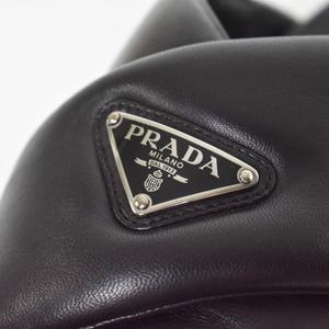 プラダ PRADA モノリス トライアングルロゴ パテッドナッパレザー クリスクロス シューズ サンダル 7 黒 ブラック 2X3089 レディース