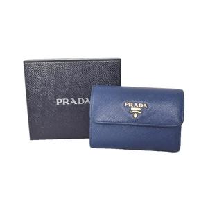 プラダ PRADA 三つ折り財布 サフィアーノ レザー 青 ブルー メンズ レディース