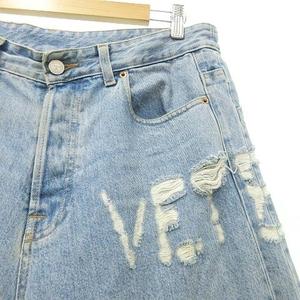 ヴェトモン VETEMENT Fucked Up Logo Jeans ロゴ デストロイ ワイド バギーデニムパンツ ジーンズ クラッシュ加工 31 青 ブルー ☆AA★ メンズ