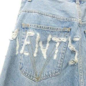 ヴェトモン VETEMENT Fucked Up Logo Jeans ロゴ デストロイ ワイド バギーデニムパンツ ジーンズ クラッシュ加工 31 青 ブルー ☆AA★ メンズ