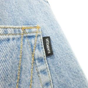 ヴェトモン VETEMENT Fucked Up Logo Jeans ロゴ デストロイ ワイド バギーデニムパンツ ジーンズ クラッシュ加工 31 青 ブルー ☆AA★ メンズ