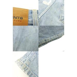 ヴェトモン VETEMENT Fucked Up Logo Jeans ロゴ デストロイ ワイド バギーデニムパンツ ジーンズ クラッシュ加工 31 青 ブルー ☆AA★ メンズ