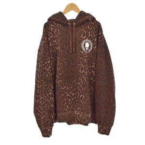 シュプリーム SUPREME ナンバーナイン Number Nine 25FW Hooded Sweatshirt プルオーバー パーカー フーディー レオパード XL 茶 ブラウン メンズ