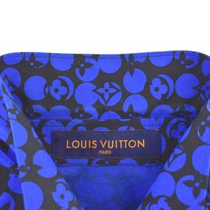 ルイヴィトン LOUIS VUITTON 19AW パーフォレーテッドモノグラム 長袖 シャツ M 青 ブルー RM192M ORS HHS20W ☆AA★ メンズ
