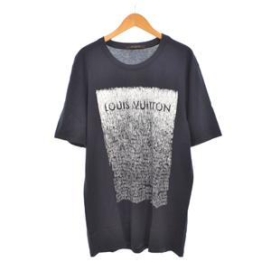 ルイヴィトン LOUIS VUITTON ロゴ ノイズ グラデーション Tシャツ 半袖 プリント L 紺 ネイビー RM121M H1JR14JEZ メンズ