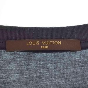 ルイヴィトン LOUIS VUITTON ロゴ ノイズ グラデーション Tシャツ 半袖 プリント L 紺 ネイビー RM121M H1JR14JEZ メンズ