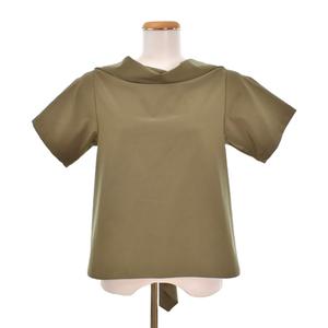 未使用品 エムエムシックス メゾンマルジェラ MM6 Maison Margiela ドレープデザインブラウス カットソー 半袖 38 カーキ S52DL0174 レディース