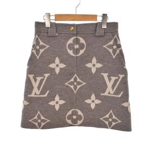 ルイヴィトン LOUIS VUITTON ミニスカート フレア ジャイアントモノグラム柄 36 灰色 グレー 白 ホワイト RW212W TUV FLSK25 ☆AA★ レディース