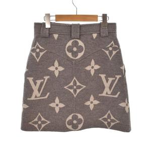 ルイヴィトン LOUIS VUITTON ミニスカート フレア ジャイアントモノグラム柄 36 灰色 グレー 白 ホワイト RW212W TUV FLSK25 ☆AA★ レディース