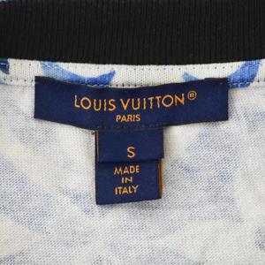 ルイヴィトン LOUIS VUITTON Ｔシャツ 半袖 ロゴプリント モノグラム 総柄 ロゴ金具 クルーネック S 青 ブルー 白 ホワイト RW232W EEV FPTS23 ☆AA★ レディース