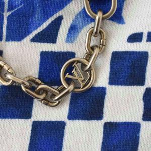 ルイヴィトン LOUIS VUITTON Ｔシャツ 半袖 ロゴプリント モノグラム 総柄 ロゴ金具 クルーネック S 青 ブルー 白 ホワイト RW232W EEV FPTS23 ☆AA★ レディース