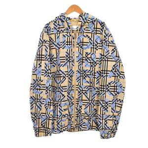 バーバリー BURBERRY VINTAGE CHECK LOGO-PRINT HOODIE ヴィンテージチェック ロゴプリント ナイロン ジップアップ パーカー ジャケット M ベージュ 8038770 ☆AA★ メンズ
