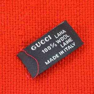 グッチ GUCCI マフラー ストール ロゴ ウール 赤 レッド ☆AA★ レディース