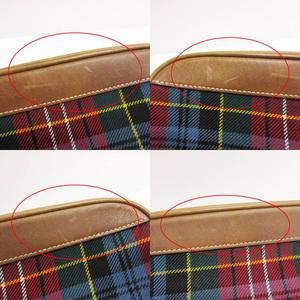 コーチ COACH ポーチ ハンド バッグ ミニ チェック柄 レザー タッセル