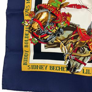 エルメス HERMES 美品 カレ90 THE ORIGINAL NEW ORLEANS CREOLE JAZZ シルク スカーフ ネイビー ☆AA★ レディース