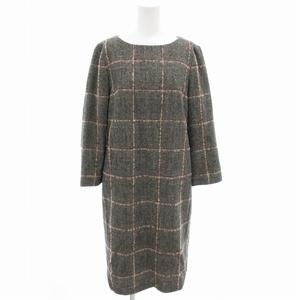 マッキントッシュフィロソフィー MACKINTOSH PHILOSOPHY ワンピース ウール チェック ひざ丈 長袖 38 グレー /FF レディース