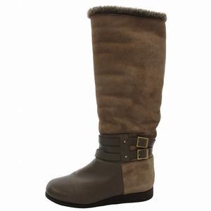 ジミーチュウ JIMMY CHOO ムートンブーツ ベルテッド ゴールドカラー金具 ロゴ ロング 37 茶 ブラウン /FF レディース