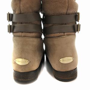 ジミーチュウ JIMMY CHOO ムートンブーツ ベルテッド ゴールドカラー金具 ロゴ ロング 37 茶 ブラウン /FF レディース