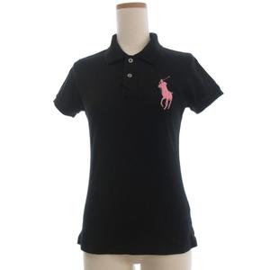ラルフローレン RALPH LAUREN ポロシャツ 半袖 ビッグポニー 刺繍 M 黒 ブラック ☆AA★ レディース