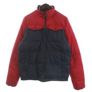 トミーヒルフィガー TOMMY HILFIGER ダウンジャケット リバーシブル ジップアップ 長袖 S 紺 ネイビー 赤 レッド メンズ