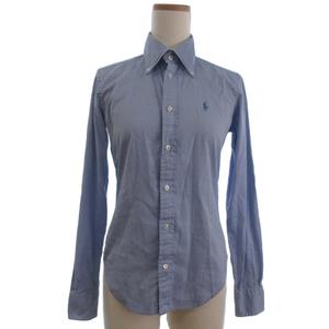 ラルフローレン RALPH LAUREN ボタンダウン シャツ ブラウス 長袖 コットン ブルー 7 レディース