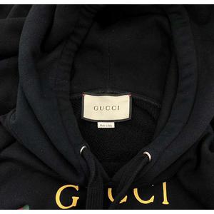 GUCCI ブラック パーカー ロゴ入り GUCCI グッチ *アディダス adidas コラボ ロゴプリントプル