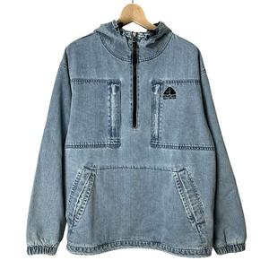 シュプリーム SUPREME ×NIKE ACG 22AW Denim Pullover デニム プルオーバー パーカー ハーフジップ M 青 ブルー メンズ