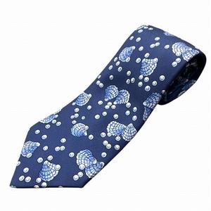 エルメス HERMES 貝殻 総柄 ネクタイ シルク 青 ブルー 7495IA ☆AA★ メンズ