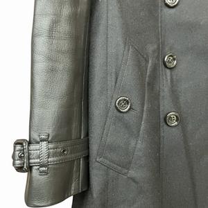 バーバリー ロンドン BURBERRY LONDON トレンチコート ウール 袖レザー切替 シープスキン 黒 ブラック 38 M位 ■GY41  レディース
