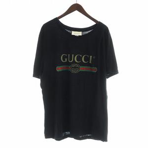 グッチ GUCCI Tシャツ カットソー 半袖 ヴィンテージロゴ シェリーライン インターロッキング XL 黒 ブラック 44103 ■GY18 /MQ メンズ