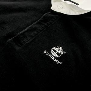 【中古】シュプリーム SUPREME 21AW ティンバーランド Timberland ラグビーシャツ ラガーシャツ ロゴ L 黒 白 シュプリーム SUPREME 21AW ティンバーランド Timberland ラグビー