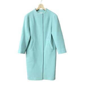 マッキントッシュフィロソフィー MACKINTOSH PHILOSOPHY 美品 ウール ビーバーコート ノーカラーコート ロング H5B03-226-23 34 緑 ミントグリーン系 レディース